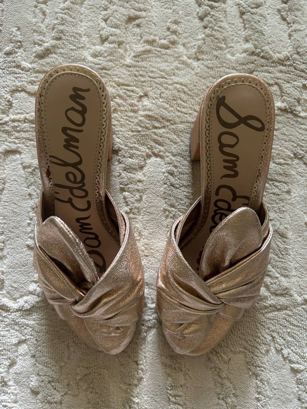 Sam Edelman Metallic Rose Knot Mules